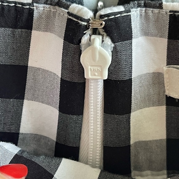 J Crew Black and White Tie Front 100% Cotton Gingham Skirt - Picture 5 of 12